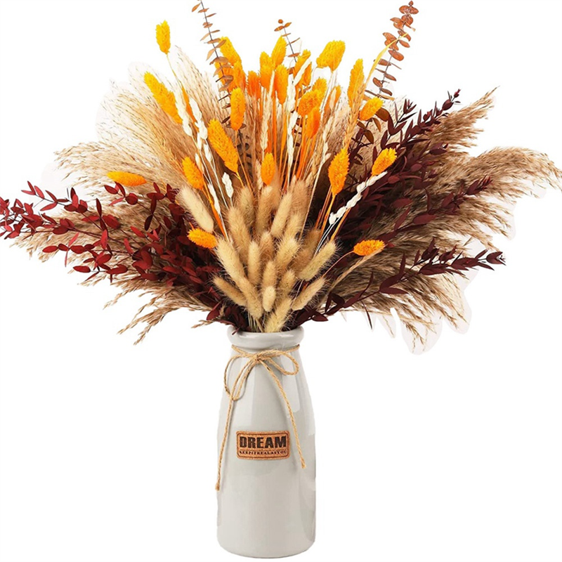 Ramo de hierba de Pampas seca, decoración Bohemia para el hogar, flores secas, 100 piezas