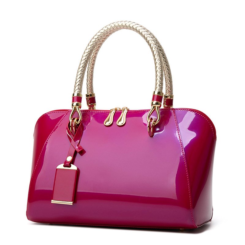 Elegante bolso bandolera/de hombro, bolso de mano de charol para mujer, billetera para mujer