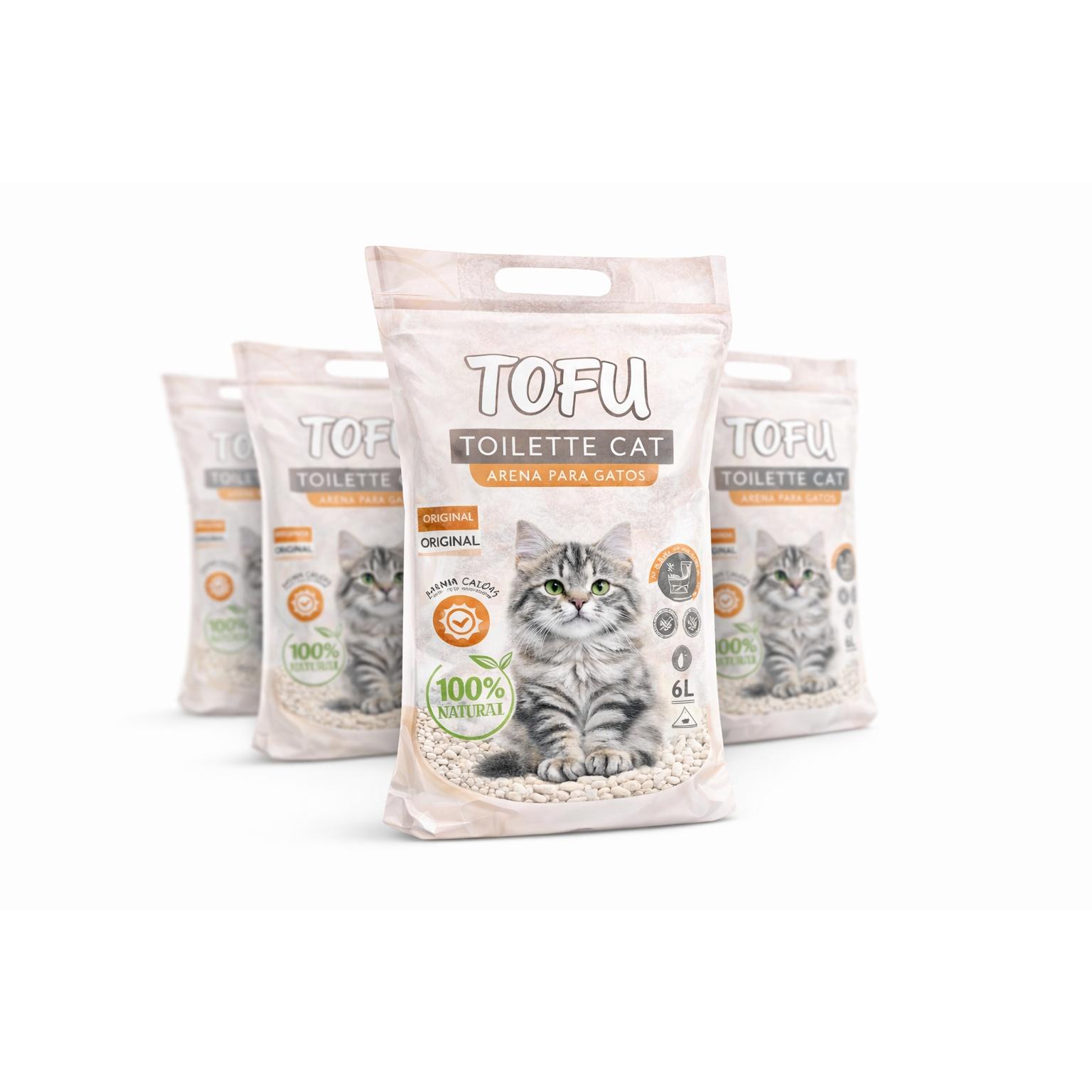 Arena para Gatos de Tofu 6L Original, Combinación 1/2/4/6 Pack, 100% Natural, Aglomerante, Control de Olores, Baja en Polvo, Desechable por el Inodoro SNOWDVANCE