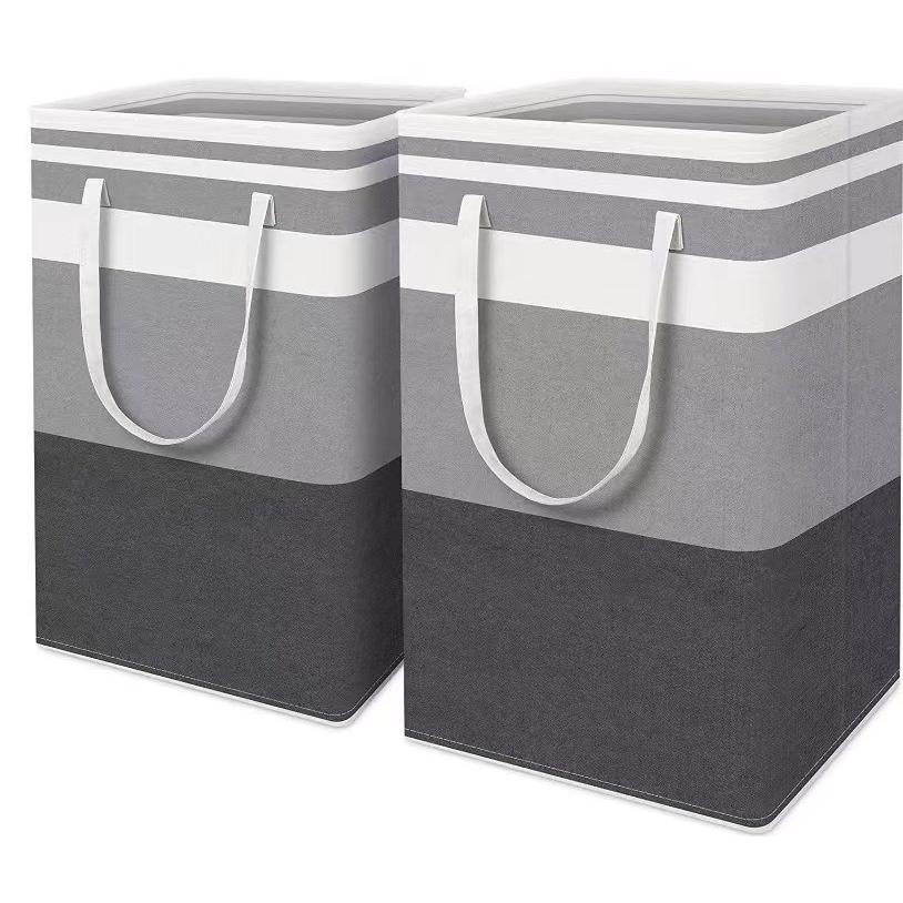 OmHO Paquete de dos Cestaspara la colada grandes, impermeables, Cestaspara la colada independiente, CestasAltas plegables para ropa con ASA extendida, juegos para ropa para dormitorio y Hogar-75 litros