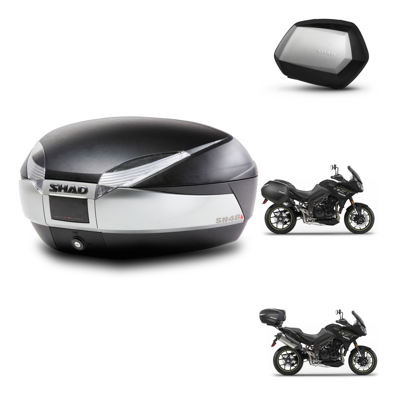 Maletas Laterales + Baul Trasero + Herraje 3P + Herraje Montaje Sh48 Titanium Premium Sc Sh35 Premium KIT-269692