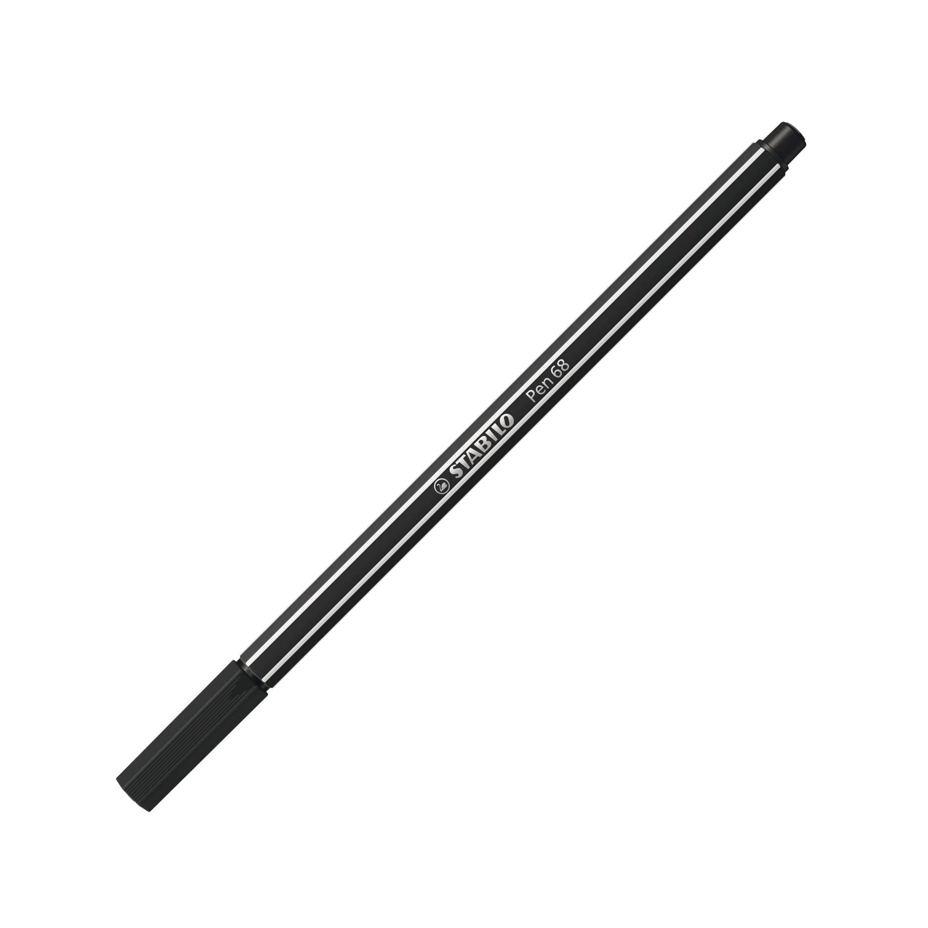 STABILO - Lote de 3 rotuladores de dibujo PEN 68, punta media de 1 mm, color negro