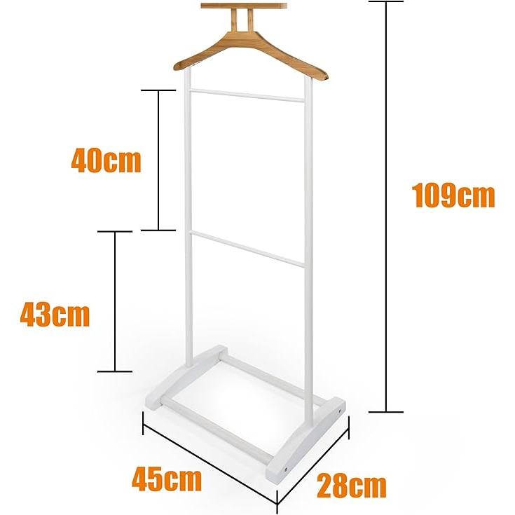 LIN HOME XZ-22179 Toallero de Pie con 2 Barras de Madera y Metal 41x18x80cm para Baño, Lavadero, Dormitorio