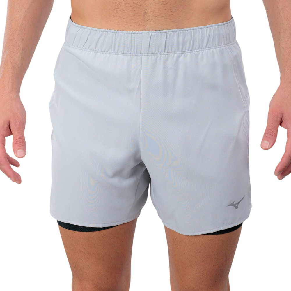 Short Mizuno Core 5,5 Inches 2 En 1 Gris Vapor Silver J2Gbc510-05 Running Hombre