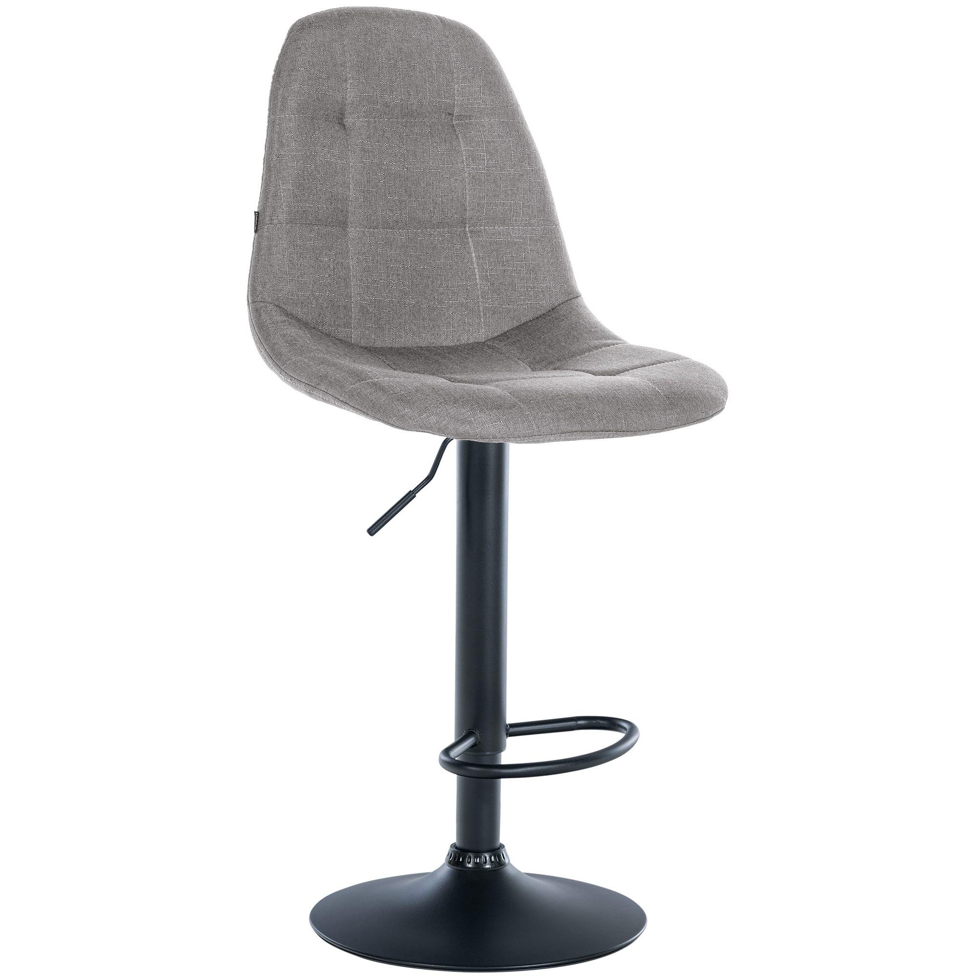 Taburete de bar Elmore de tela Gris,Metal negro mate