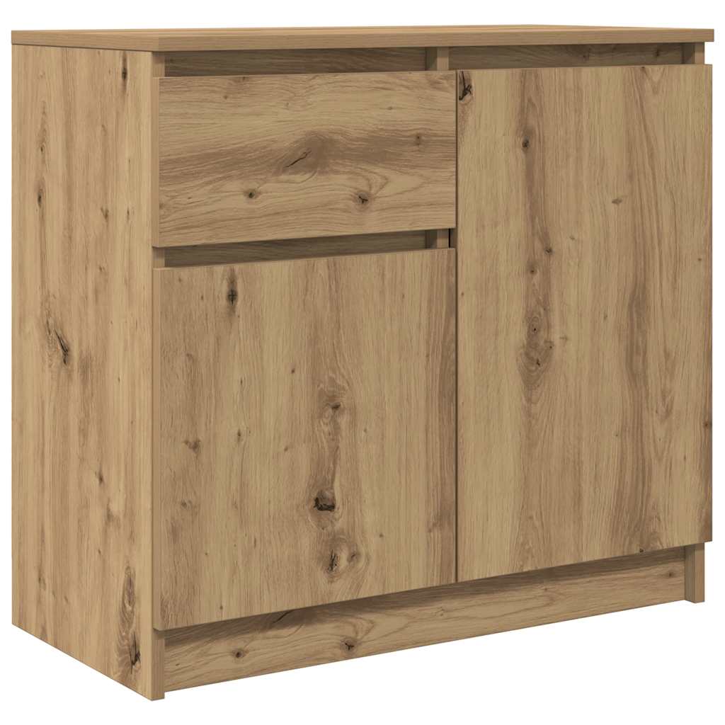 vidaXL Aparador con cajón roble marrón 71x35x65 cm madera ingeniería en color Marrón roble/Roble artisan/Blanco y más