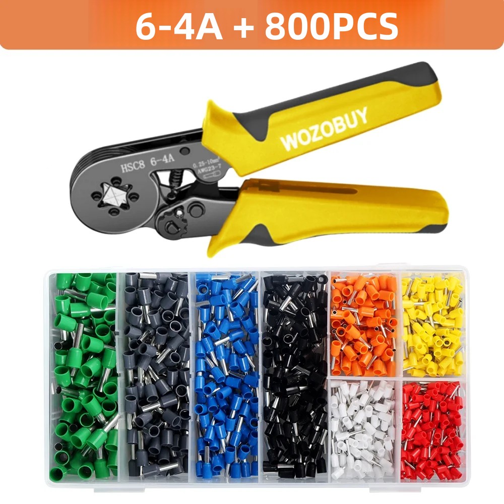 TK Kit De Herramientas De Crimpado WOZOBUY Con Pinzas De Crimpado HSC8 6-6A/6-4A Y Terminales Tubulares 0.25-10 Mm² Para Electrónica