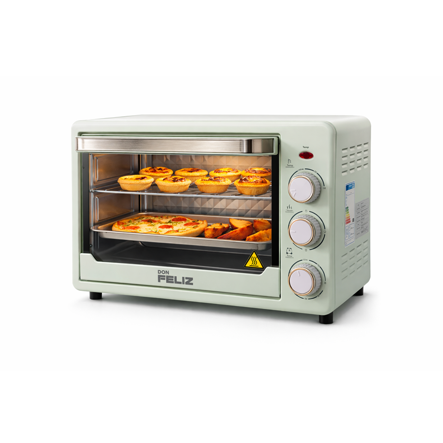 Horno Eléctrico 20 L 1500 W con Grill y Convección, Mini Horno de Sobremesa hasta 250 °C, Temporizador 60 min y 3 Modos de Calor para Pizza, Pollo y Repostería