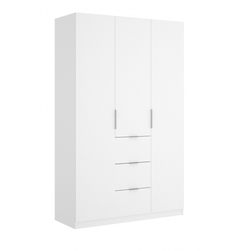MOBELCENTER - Armario Matrimonio 3 Puertas 3 Contenedores Blanco - Acabado Color Blanco Brillo - Ancho: 135 cm x Fondo: 52 cm x Alto: 204 cm - (1050)