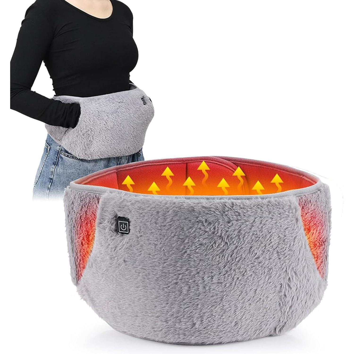 Cinturón de cintura con calefacción USB, almohadilla térmica para período, almohadilla térmica con bolsillos para las manos, almohadilla térmica de 3 niveles de calor