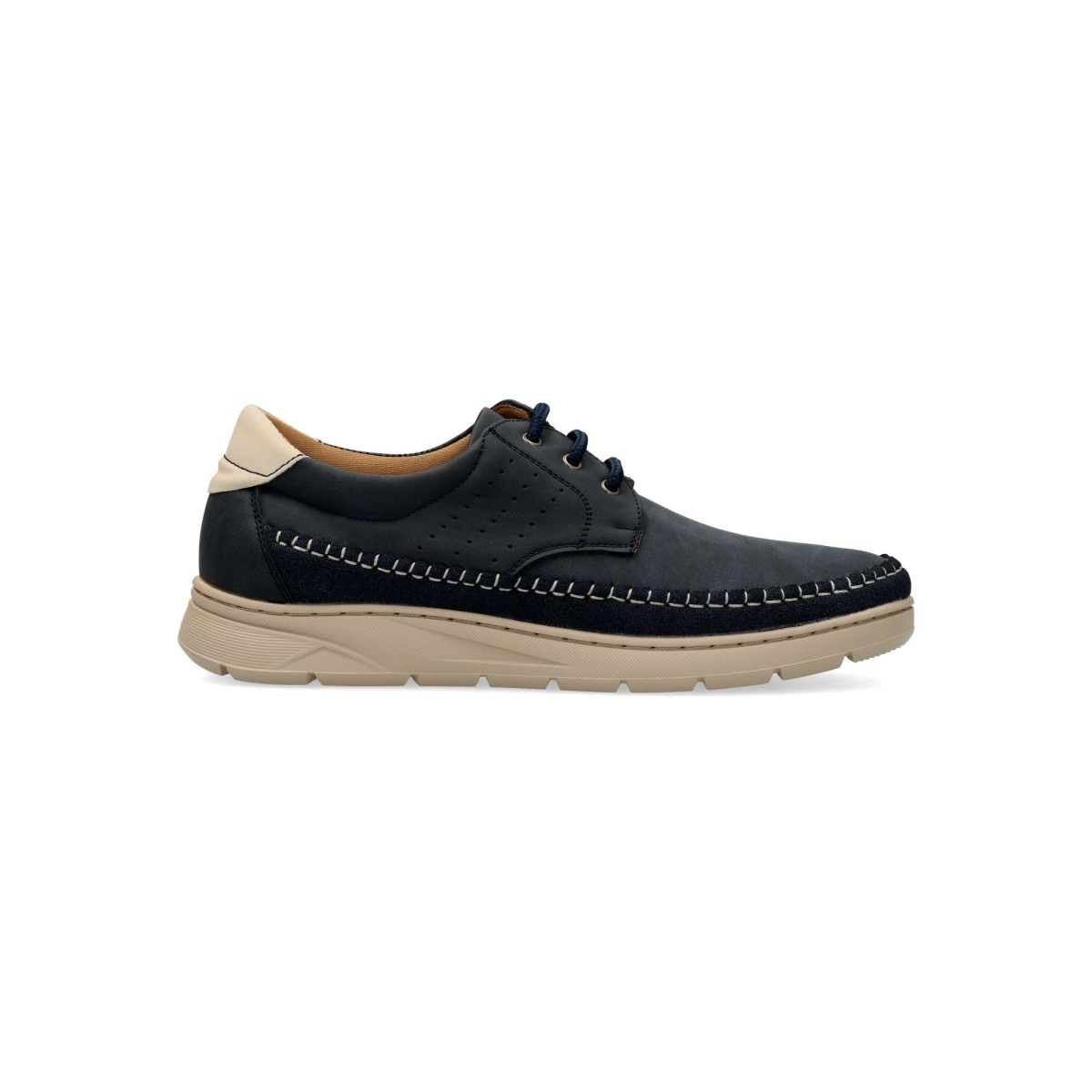 MAC - Zapato blucher para hombre estilo casual de piel sintética con suela sport ligera y flexible, plantilla acolchada, color kaki