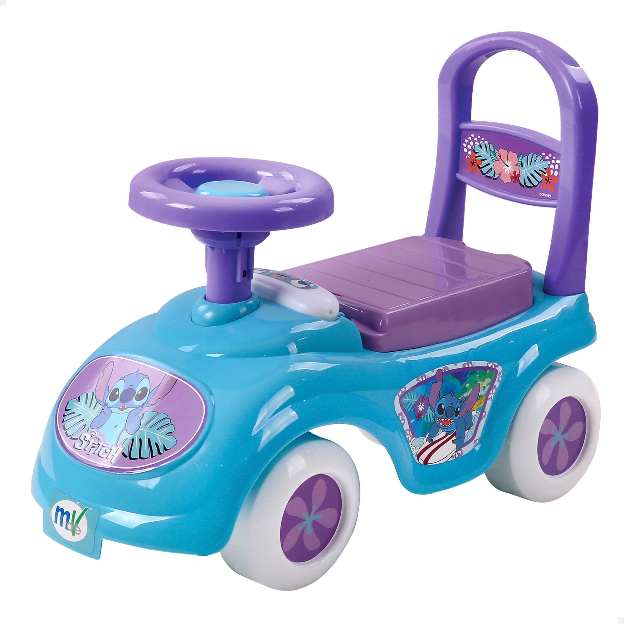 Stitch - Correpasillos sin pedales, licencia oficial, ruedas antipinchazos, estructura segura bebés, dibujos animados, manillar y sillín ajustables, actividades exterior niños, diversión activa, juegos para niños