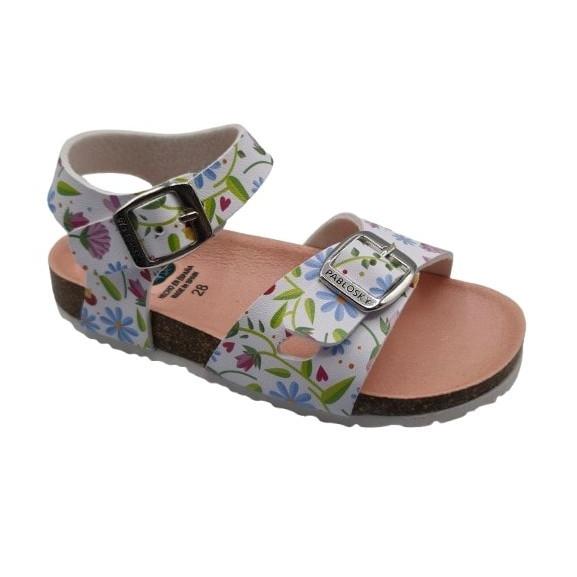 Pablosky - Sandalias de piel para niñas modelo 439604, cómodas y resistentes para uso diario en verano, color blanco, ideal para paseos y actividades al aire libre