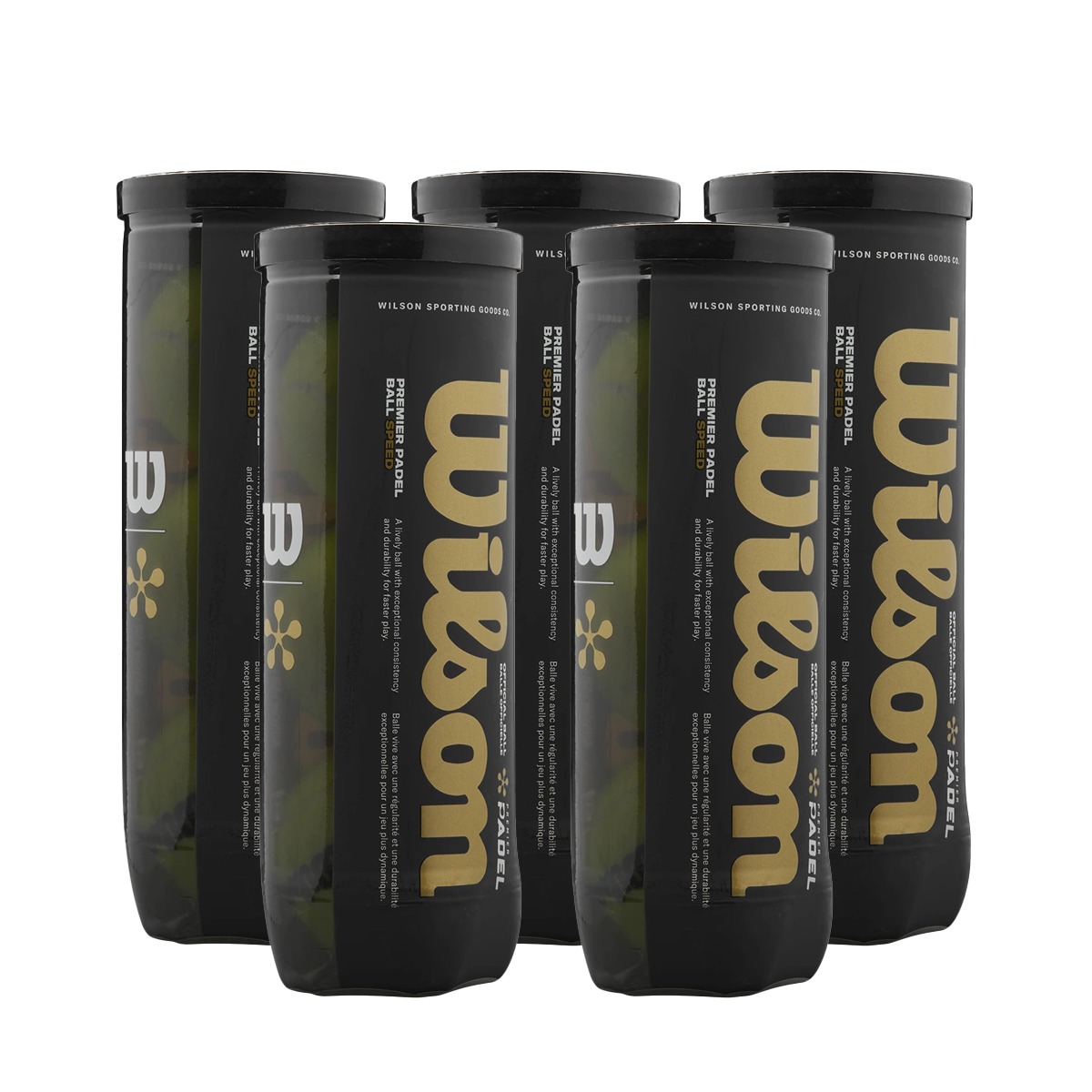 Wilson - Lote Pack 3 o 5 Botes, Pelota Oficial Premier Padel, Ralentizar Juego, Fieltro Especial