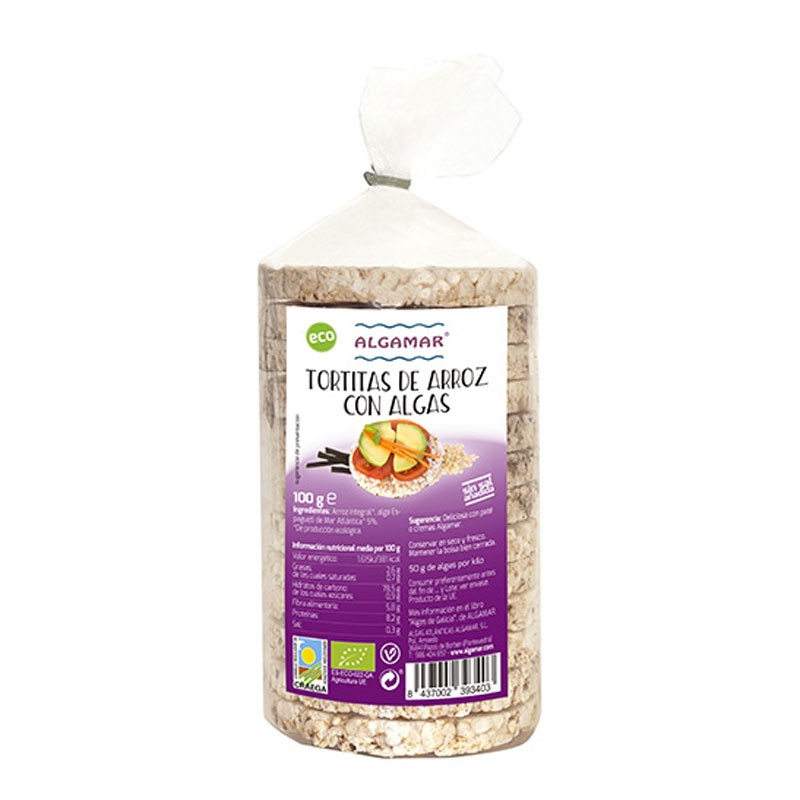 Tortitas de arroz y algas Bio 100g Algamar Bioclub
