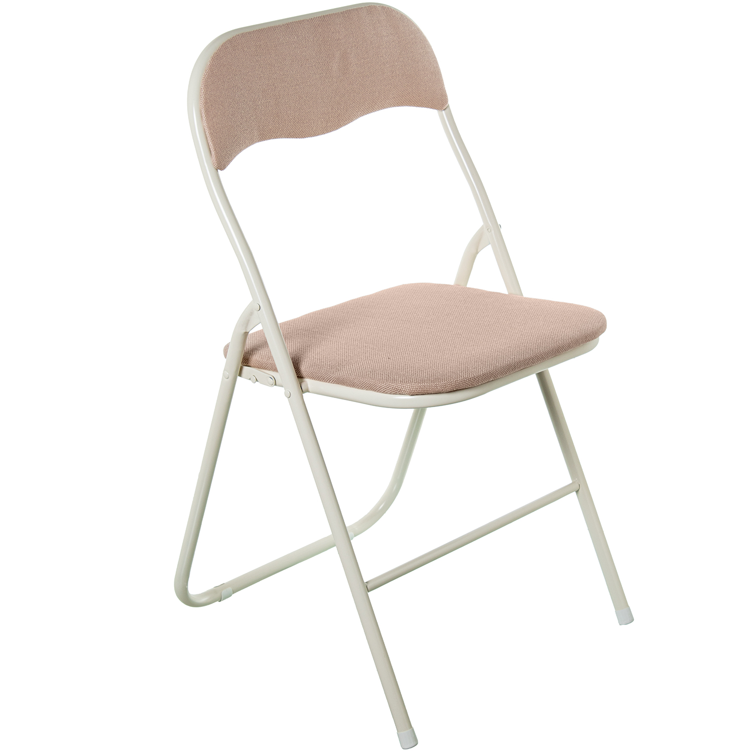 Silla plegable metal blanco tela beige 44x47x80cm alt.asiento: 45cm