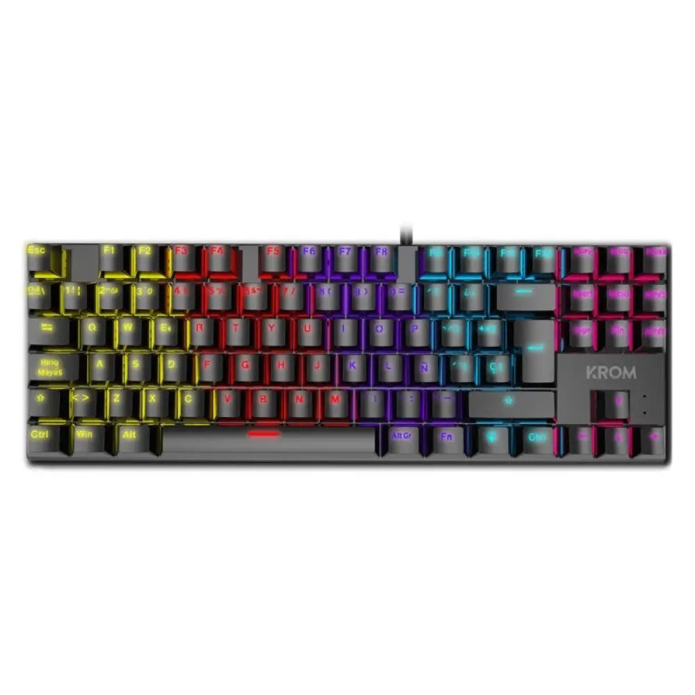 Krom - mechanical rainbow tkl gaming keyboard nxkromkasictkl with red switches, usb connection, rgb lighting, and windows lock mode, perfect for demanding pc use.