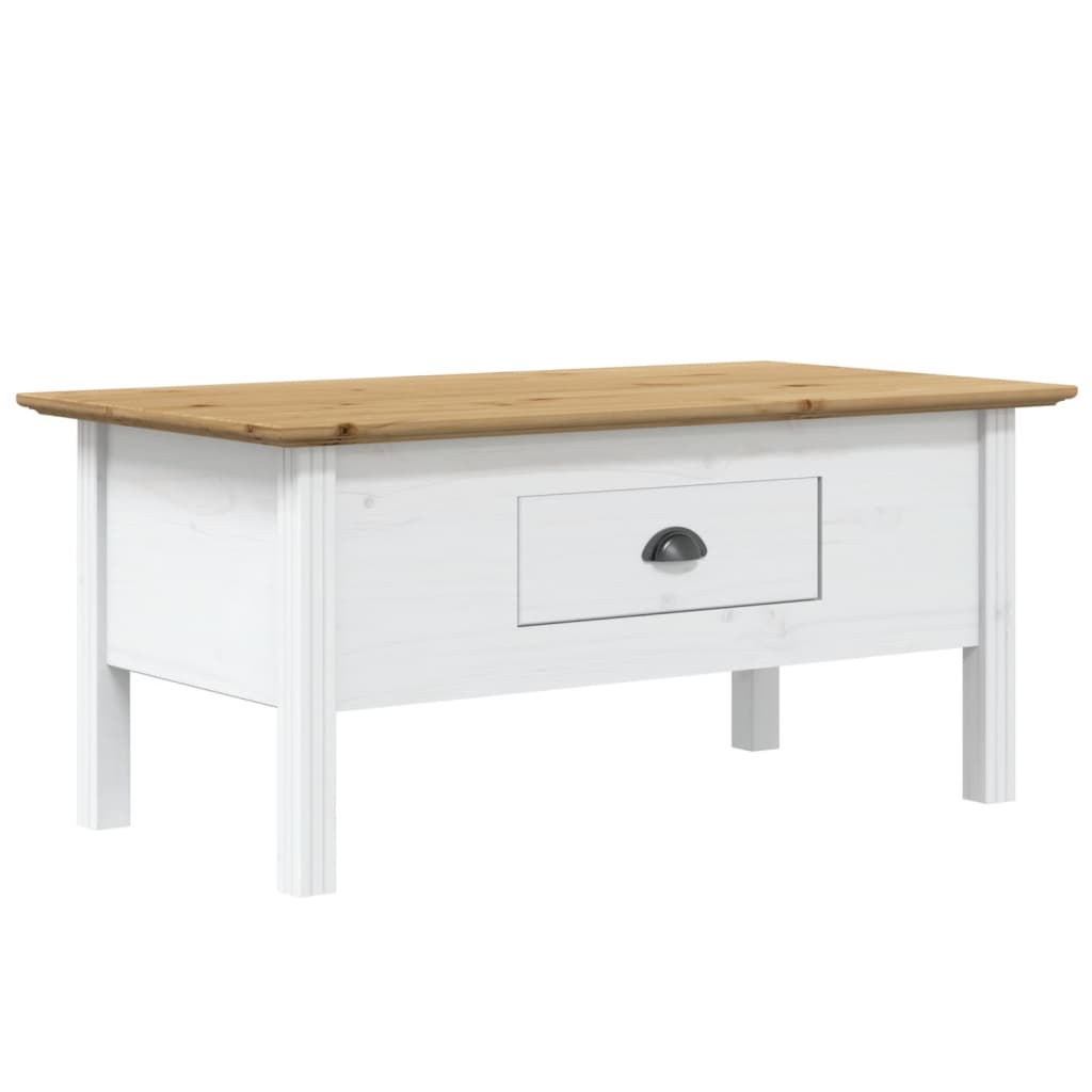 Vidaxl Mesa de Centro BODO de Madera Maciza de Pino 100x55x46 Cm - Blanco