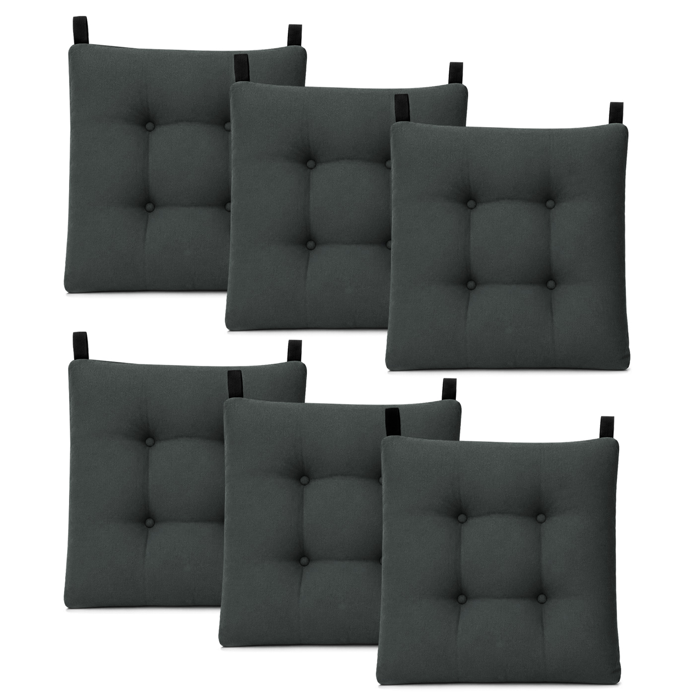 Pack de 2/4/6 Cojines para Silla de 40x40x8cm Acolchados, Relleno de Espuma de Poliuretano con Cintas de Sujeción Antideslizantes para Interior y Exterior, Fabricado en España. Variedad de Colores y Packs
