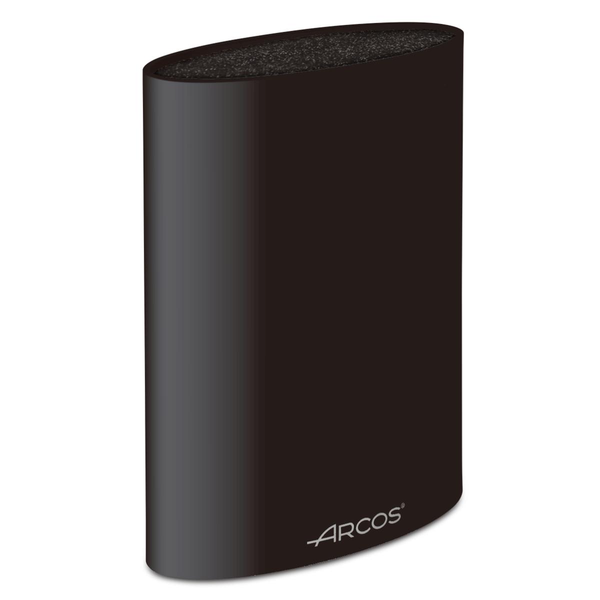 ARCOS Taco Ovalado Protector de Cuchillos hasta 20 Cm. Bloque para Cuchillos de Diseño Moderno Fabircado en Caucho Termoplástico. 220 x 160 x 65 Mm. Color Negro
