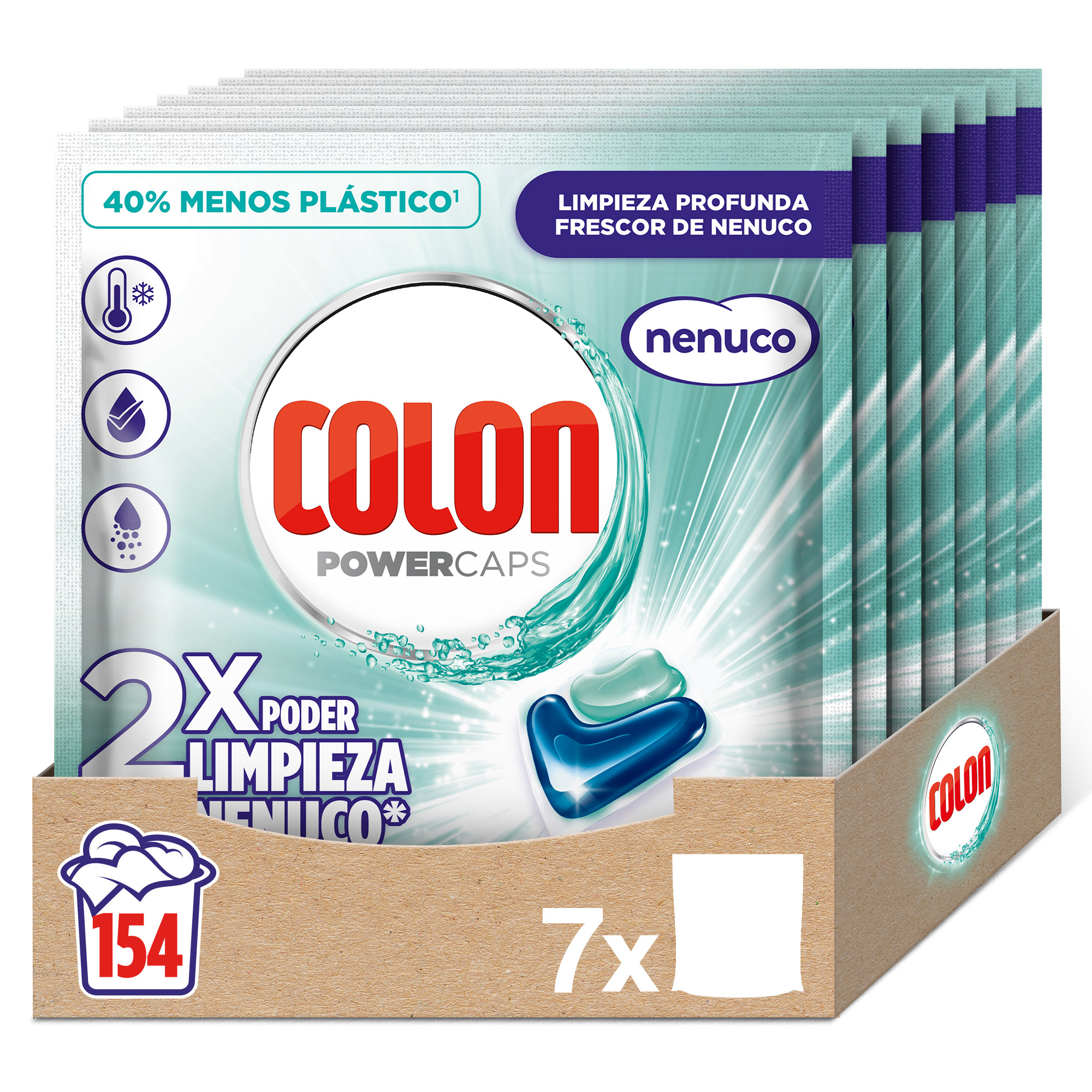 Colon Nenuco Detergente para la Lavadora - 154 Cápsulas, Apto Ropa Blanca y Color, Poder Antimanchas, Aroma Fresco