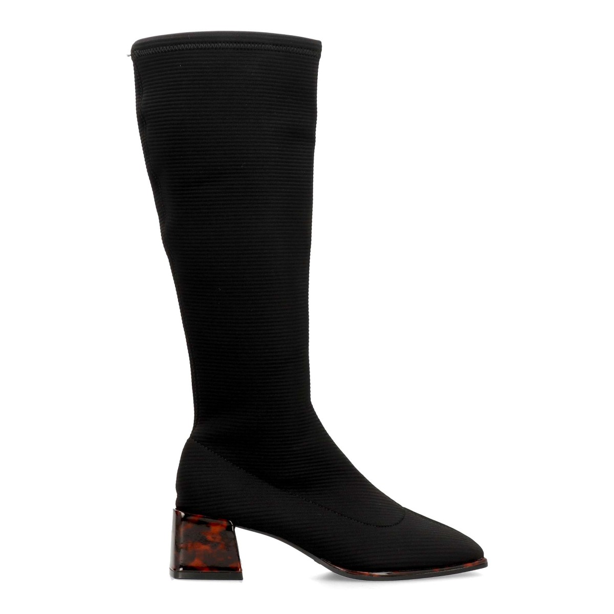 Gioseppo - Botas altas de tacón ancho para mujer con efecto carey y punta cuadrada, diseño tipo calcetín elástico y suave