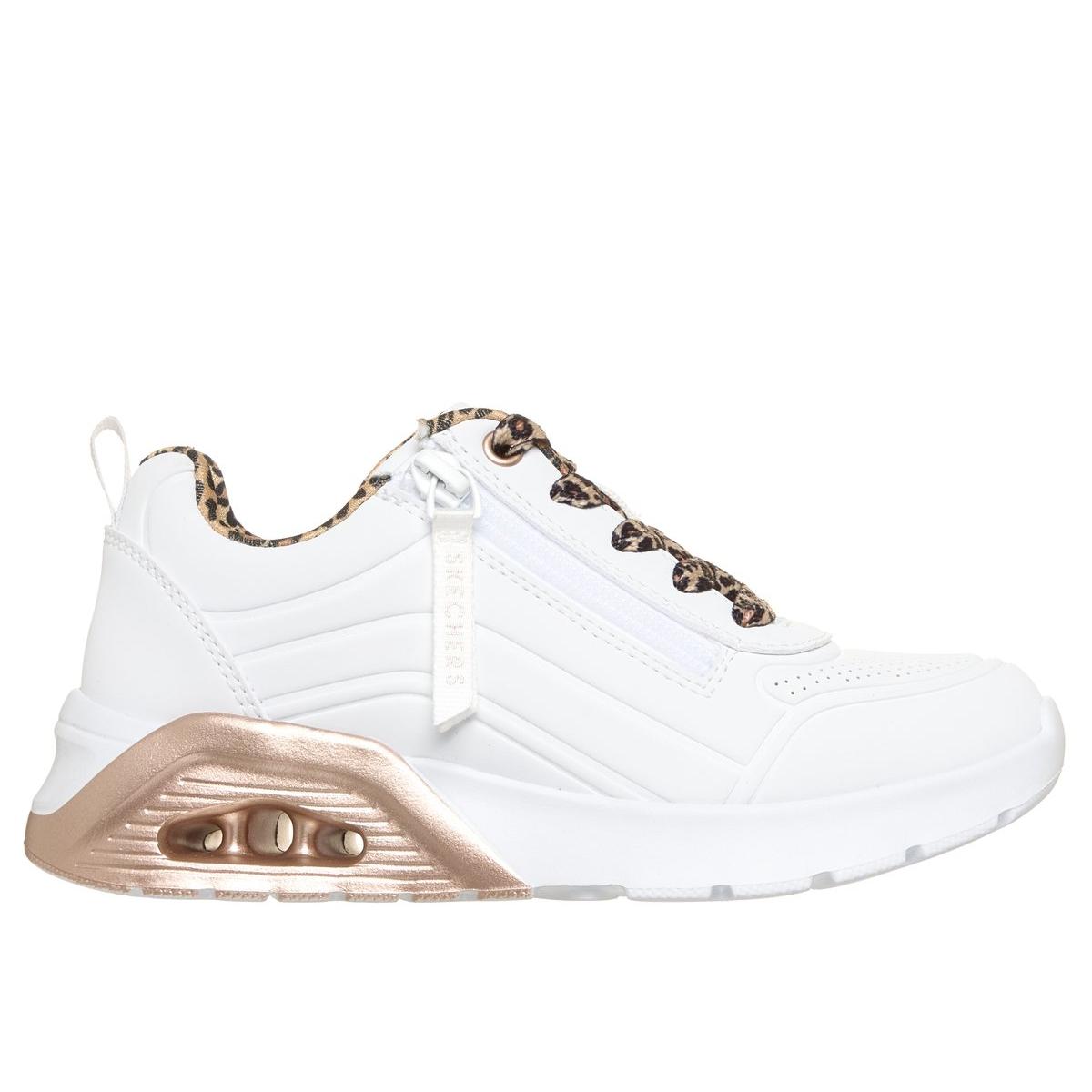 Skechers Uno Lite 2.0 310708 - Zapatillas Niña Blanco Estampado Leopardo con Cordones y Plantilla Memory Foam