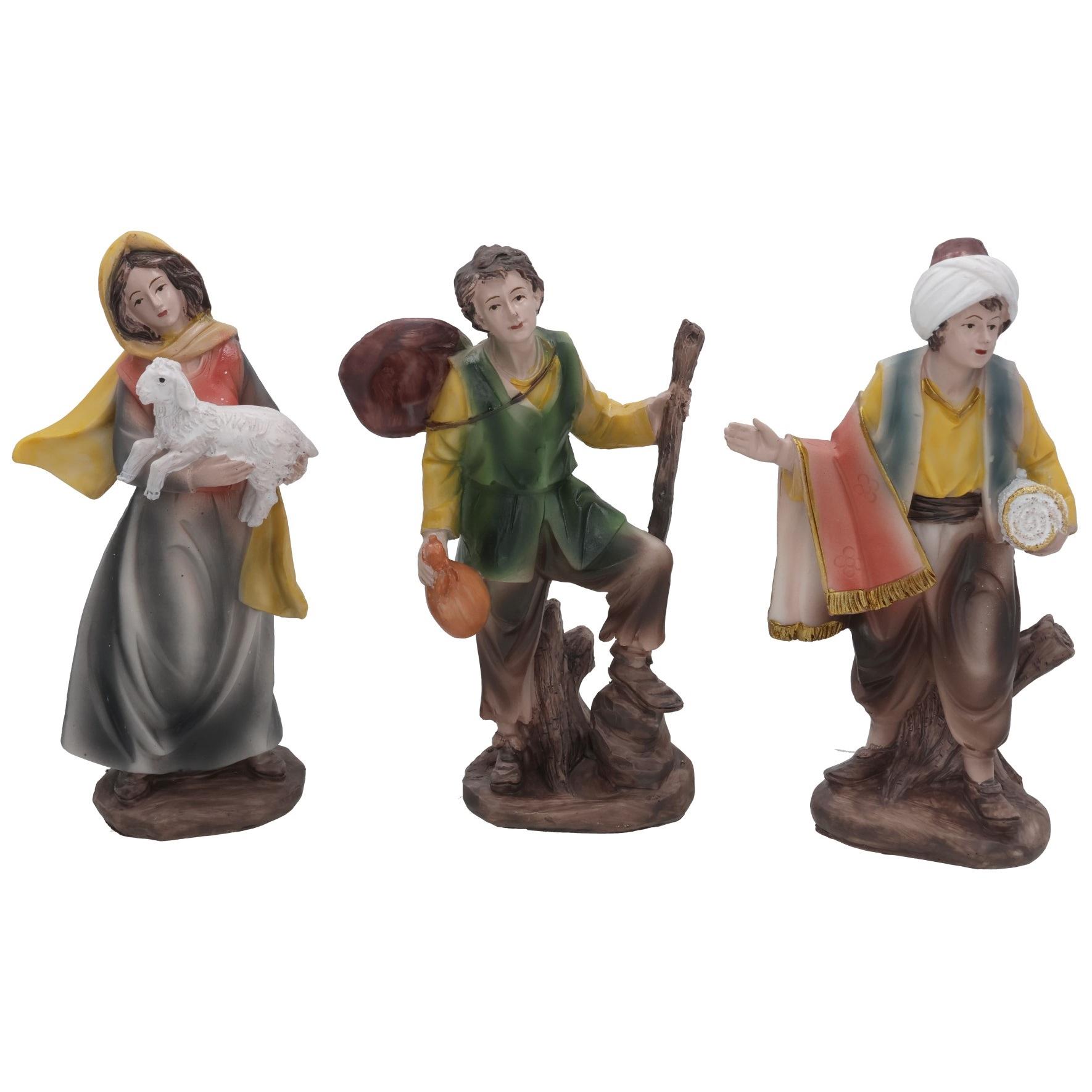 Set de 3-6 Figuras de Belén – Pastores Músicos, Recolectores, Jovenes en Resina - Gerimport