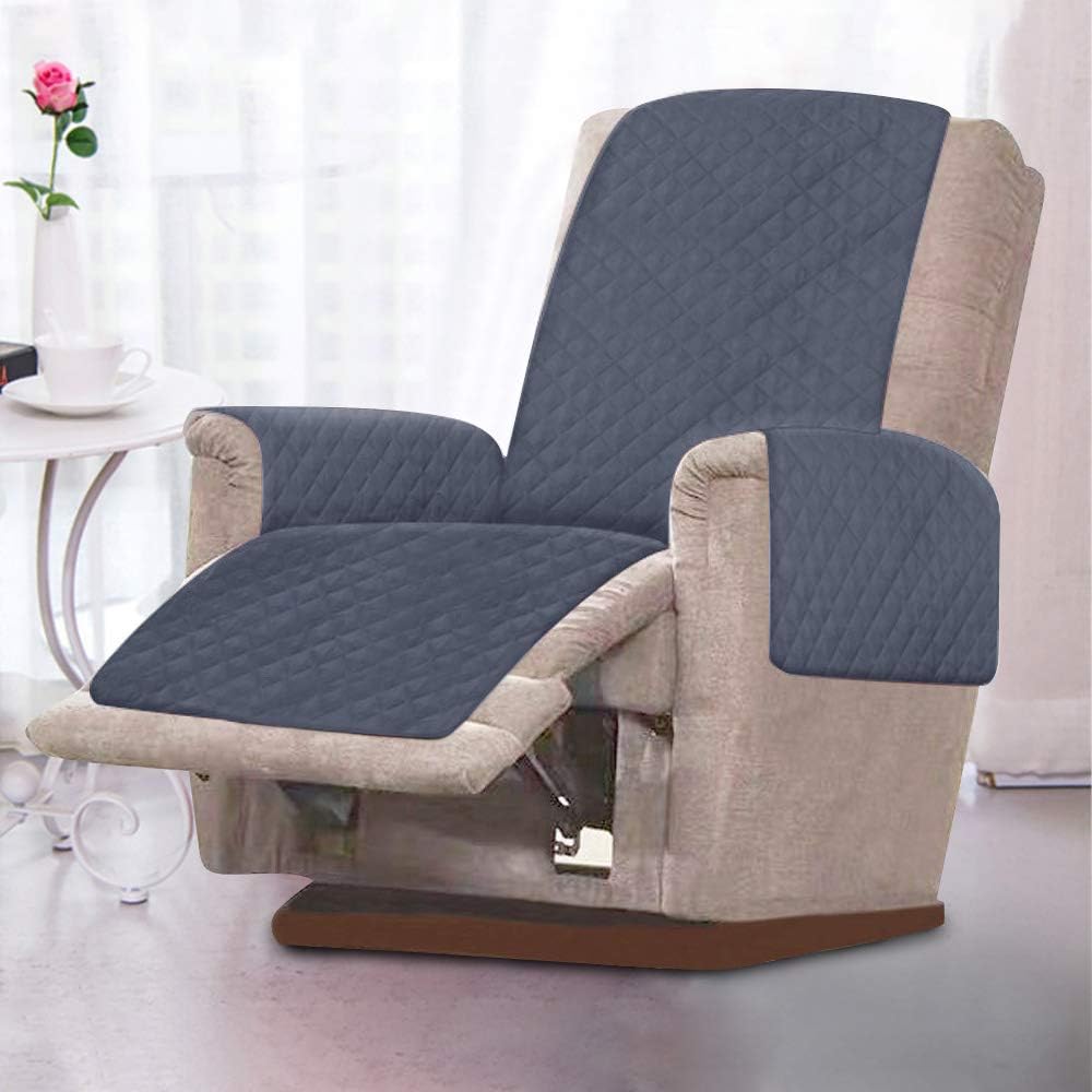 Tk Funda de Sillón Relax Reclinable Impermeable Funda Cubre Sofá Universal Funda para Sillón de 1 Plaza Antimanchas y Antiarañazos (Gris)