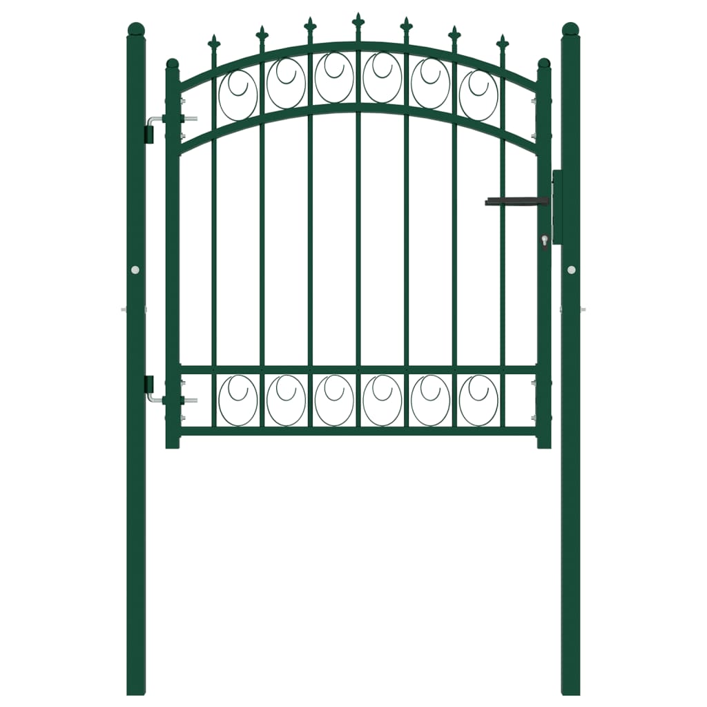 vidaXL Puerta de valla con picos acero verde 100x100 cm