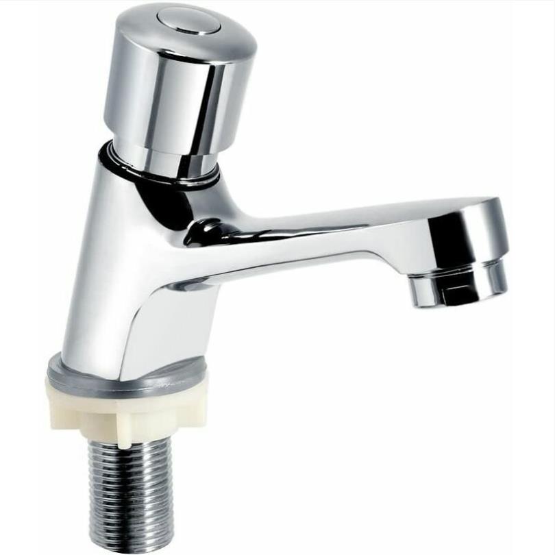 Grifo de Cierres Automático de Tiempo de Flujo de Agua para Cocina Baño Público Plata