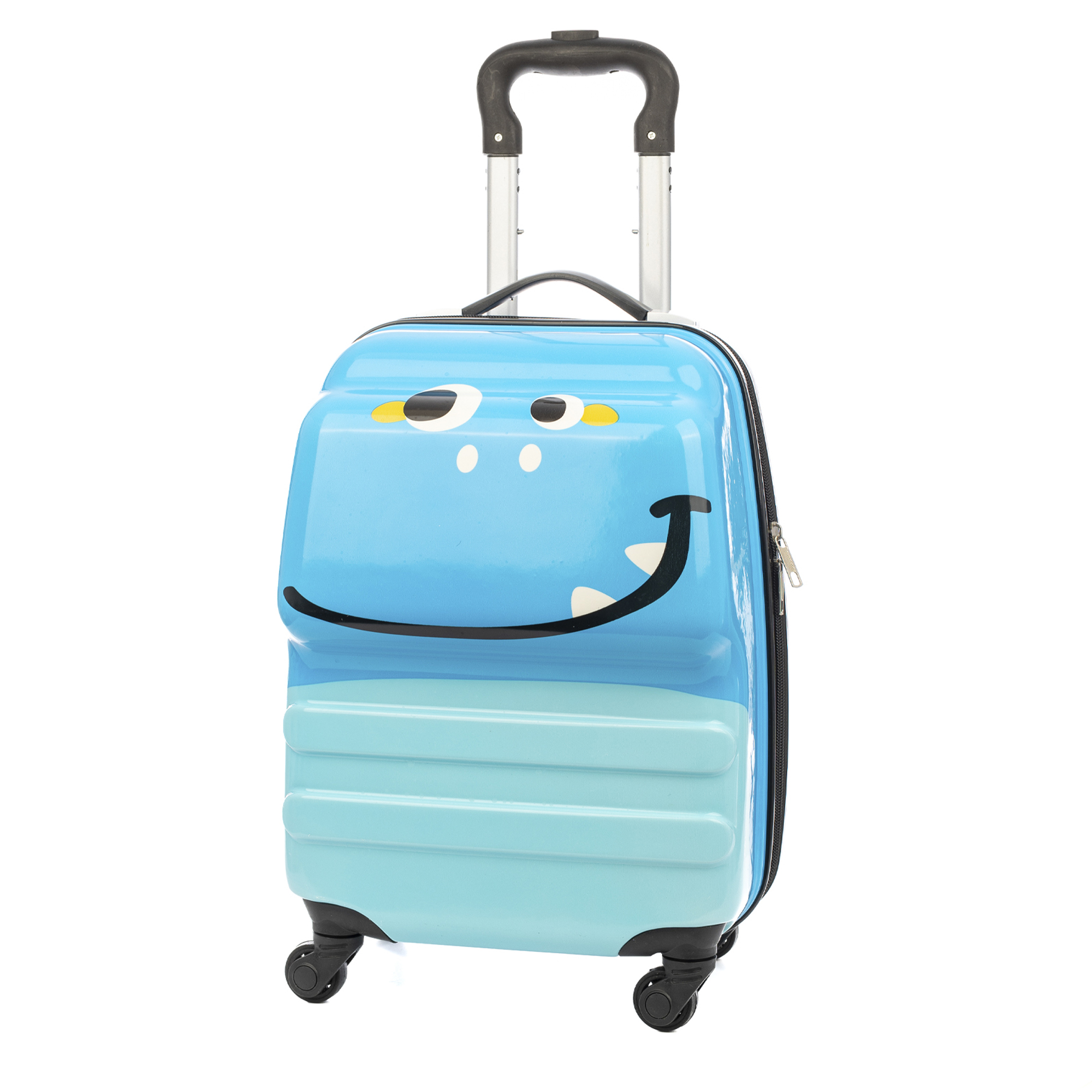 DAM Maleta trolley infantil en material ligero de ABS de alta resistencia. Con 4 ruedas giratorias 360°. Diseño de Monstruo . 32x23x45 Cm.