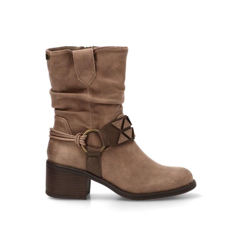 Bota Campero Mustang - Mujer - Tacón Medio - Modelo 54666 - Color Taupe