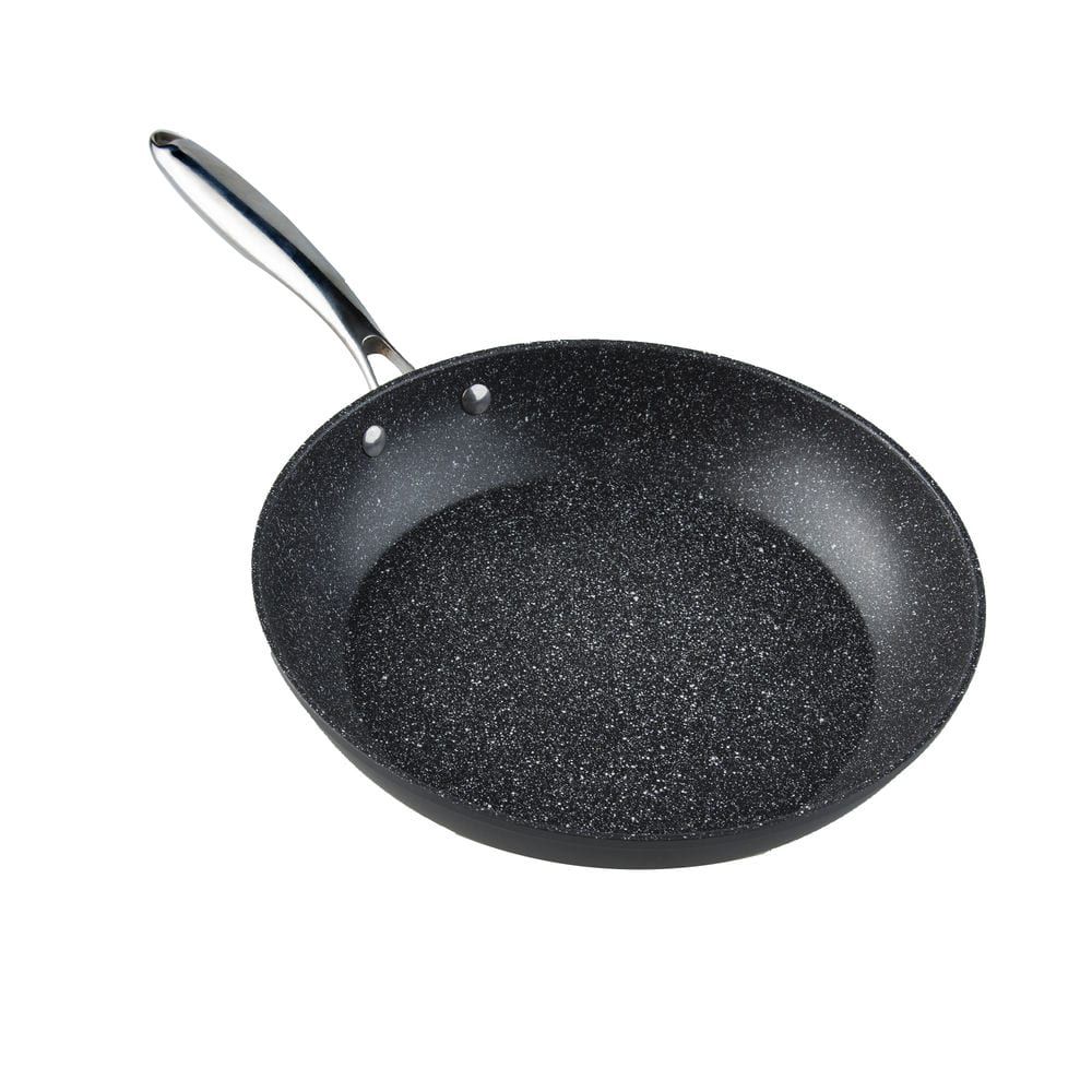 Sartén aluminio mango inoxidable  - Fabricada en acero forjado de 4mm - Base de acero ideal para todo tipo de cocinas y fuegos - Cocina sin aceite sin que se peguen los alimentos.