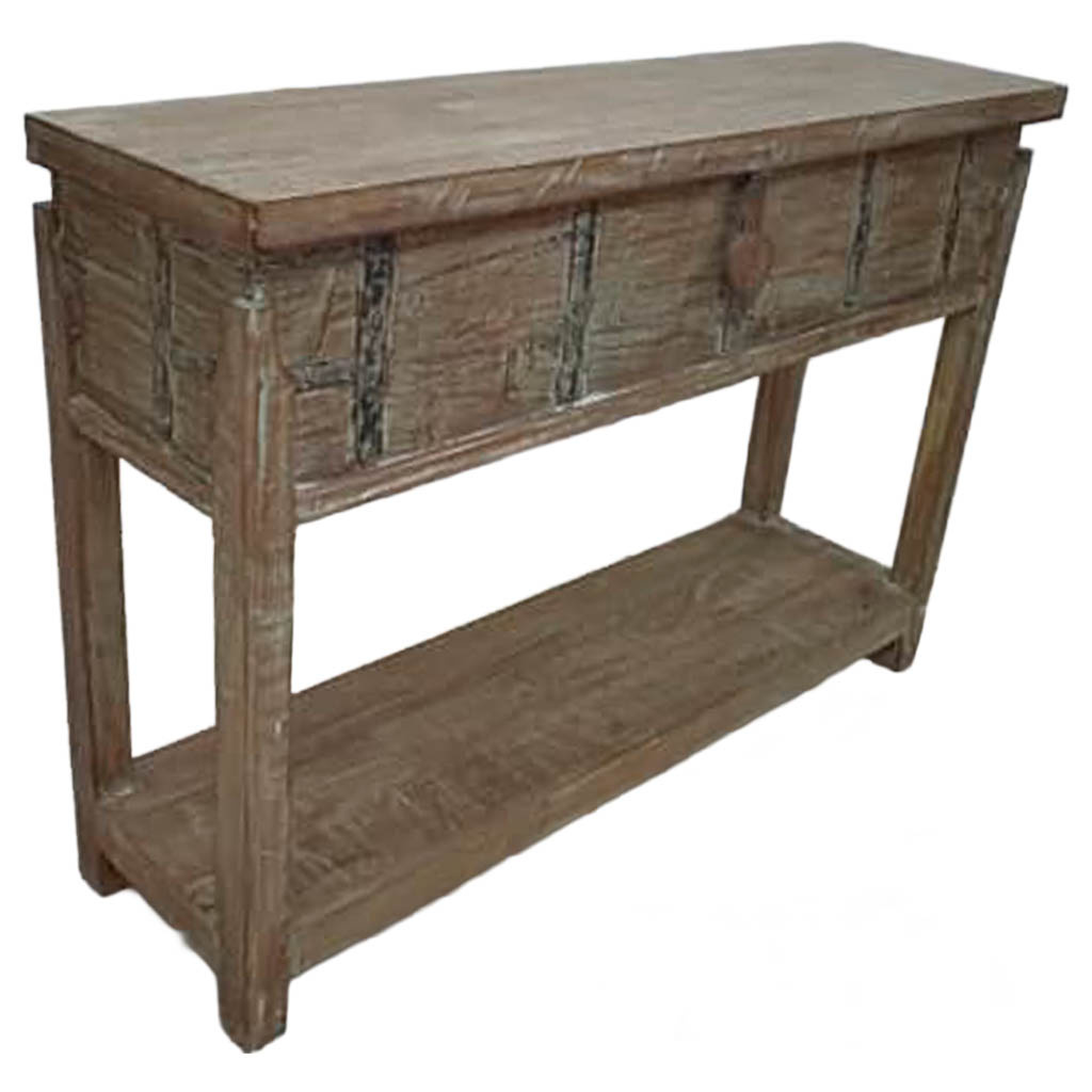 Wonderlust Deco - Recibidor de madera acabado artesanal marrón 144x39x93h cm Marrón oscuro 144x39x93h cm