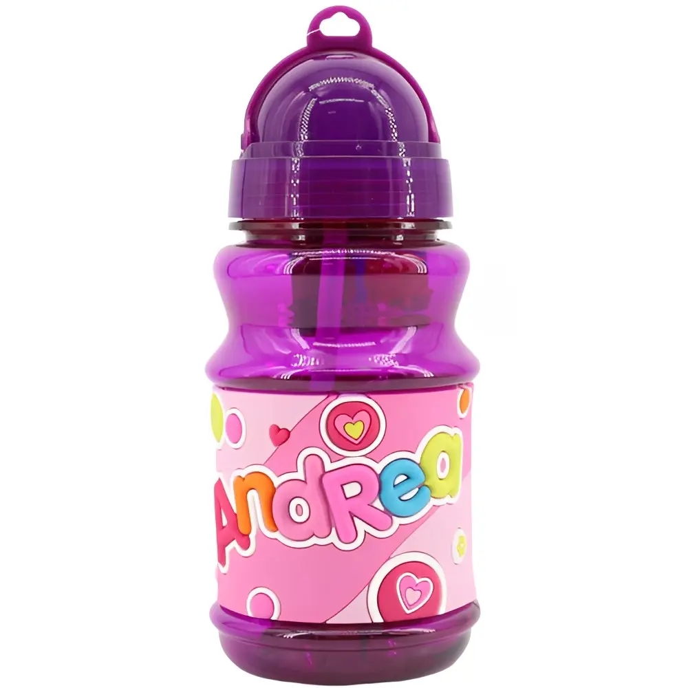 PLUS HOME Botella Agua con Nombre para Niños 350 Ml a Prueba de Fugas Sin BPA