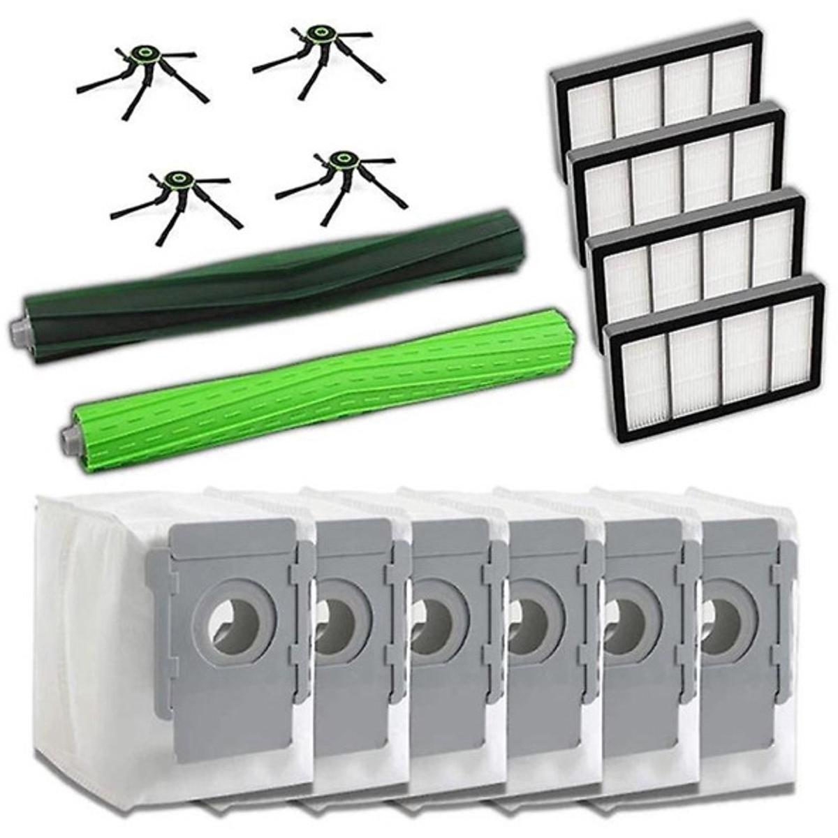 Accesorios para aspiradoras - Juego de accesorios - apto para aspiradoras iRobot Roomba (i7, i7+, E5, E6, series 800/900) - 2 cepillos principales, 4 filtros, 4 cepillos laterales y 6 bolsas para el polvo