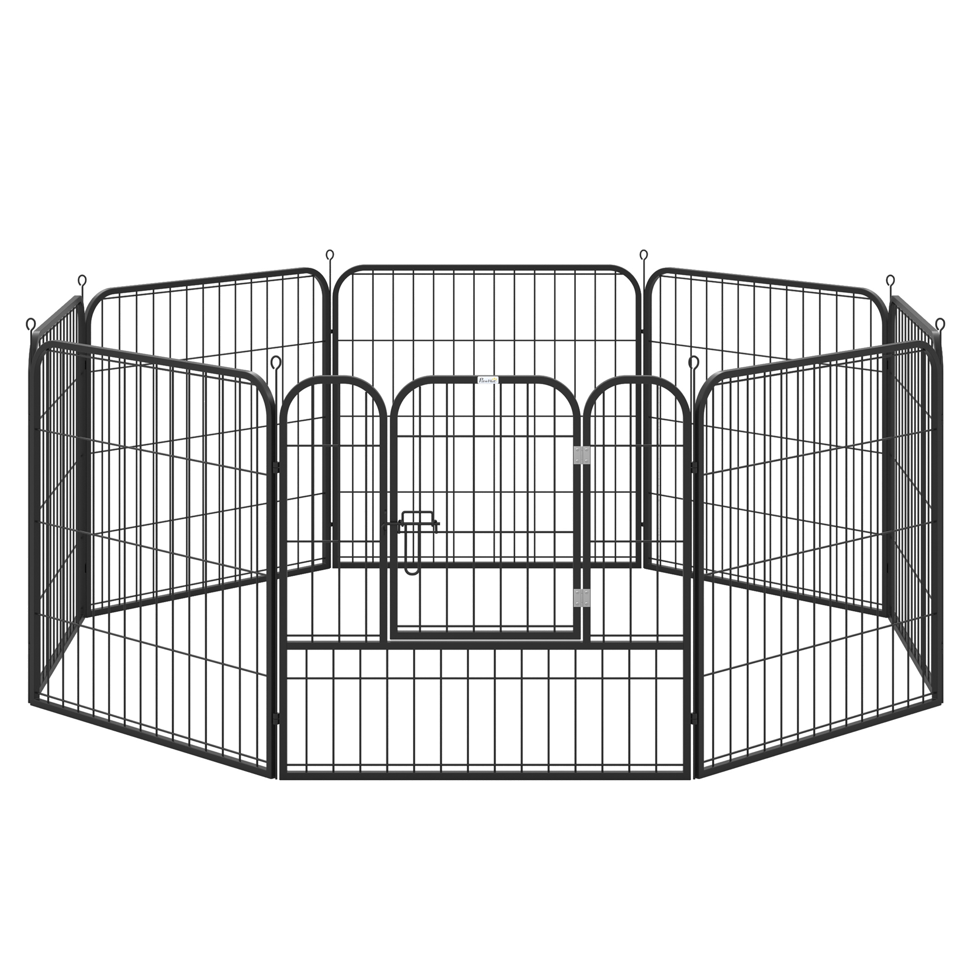Pawhut Parque para Mascotas Perros 8 Vallas  Corral Plegable con Puerta y Doble Pestillo Paneles Metálicos Cerca de Entrenamiento Negro