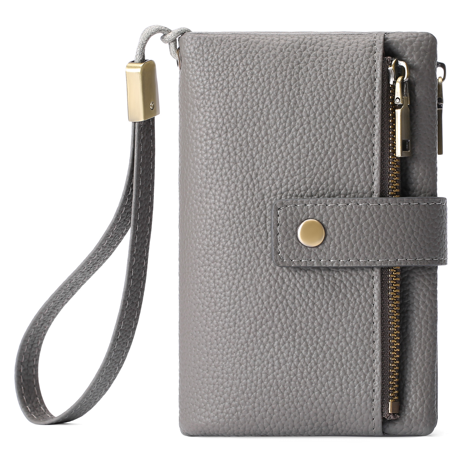 Cartera pequeña para mujeres de cuero con bloqueo RFID, cartera de muñeca, tarjetero con doble cremallera, monedero, cartera bifold para damas