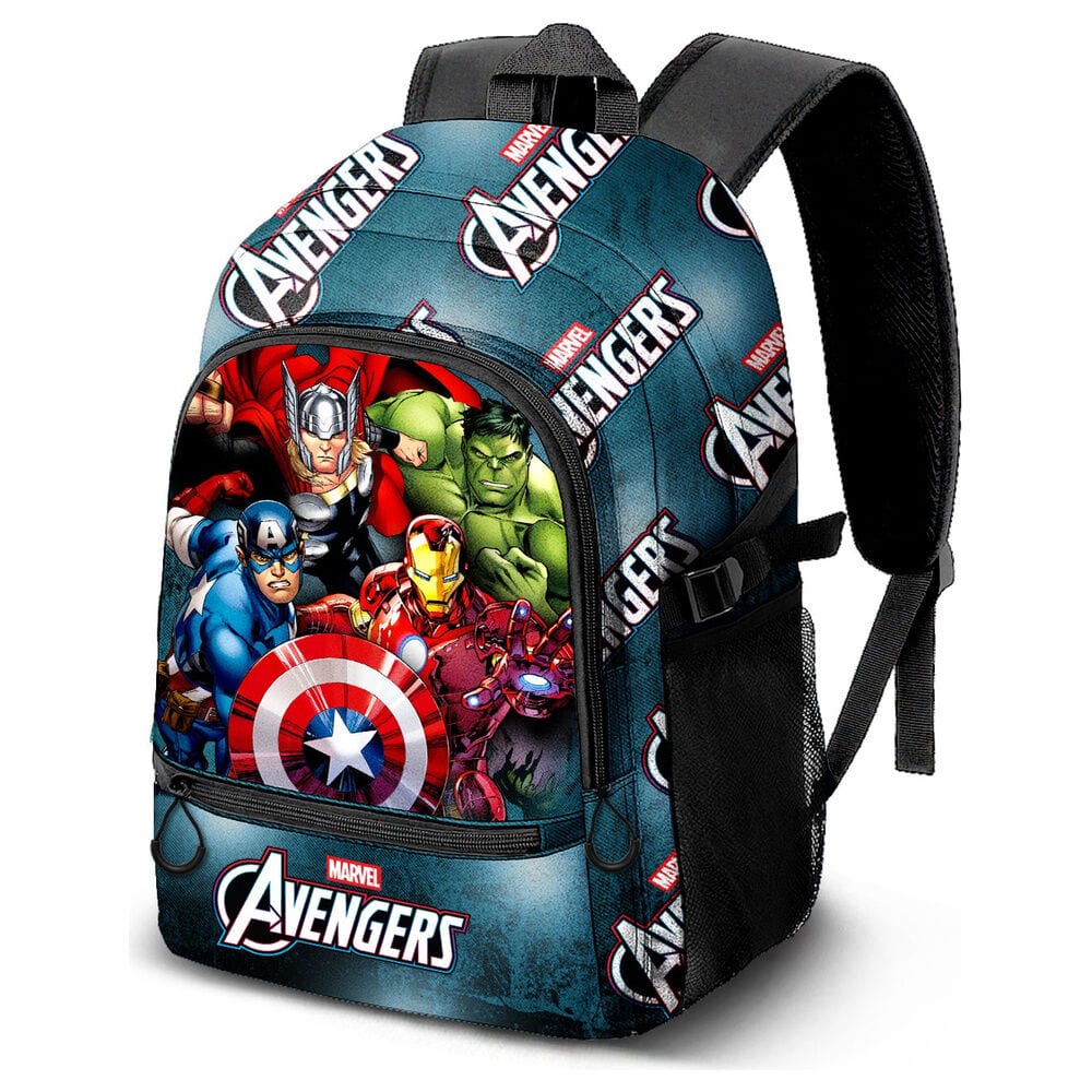 Mochilas Marvel Avengers y Capitán América, Diseño 3D con Relieve y Estampado, Compartimento Principal con Cremallera, Bolsillos Laterales de Malla, Espalda y Tirantes Acolchados