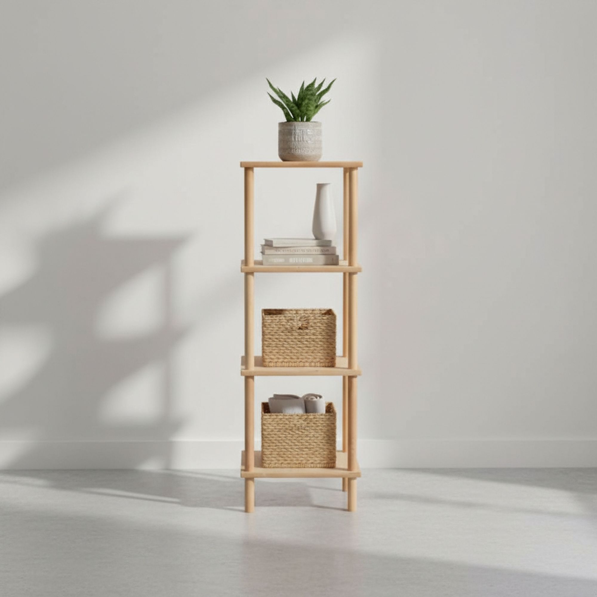 MOBLEKIT | Estanterías Auxiliares de Madera, Metal y Bambú con Montaje sin Tornillos, Muebles Multiusos con Diferentes Niveles para Almacenaje, Libros, Zapatos y Decoración del Hogar