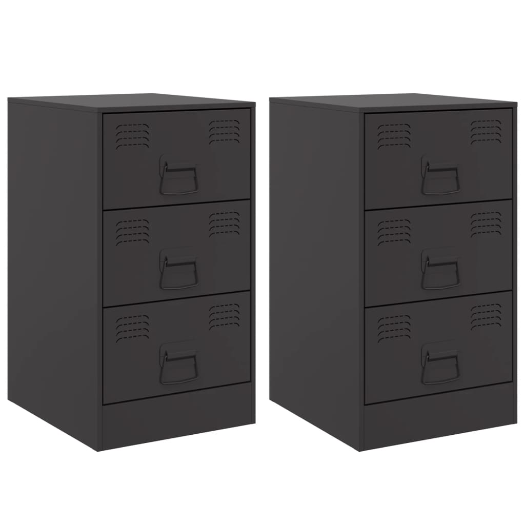 Vidaxl Mesitas de Noche 2 Unidades Acero 34,5x39x62 Cm Negro