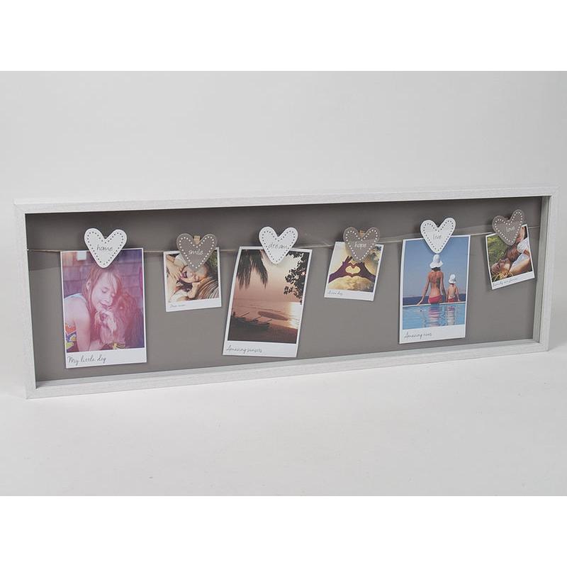 Gerimport Portafotos Decorativo Corazón 6 Pinzas 72x25cm - Organizador Moderno