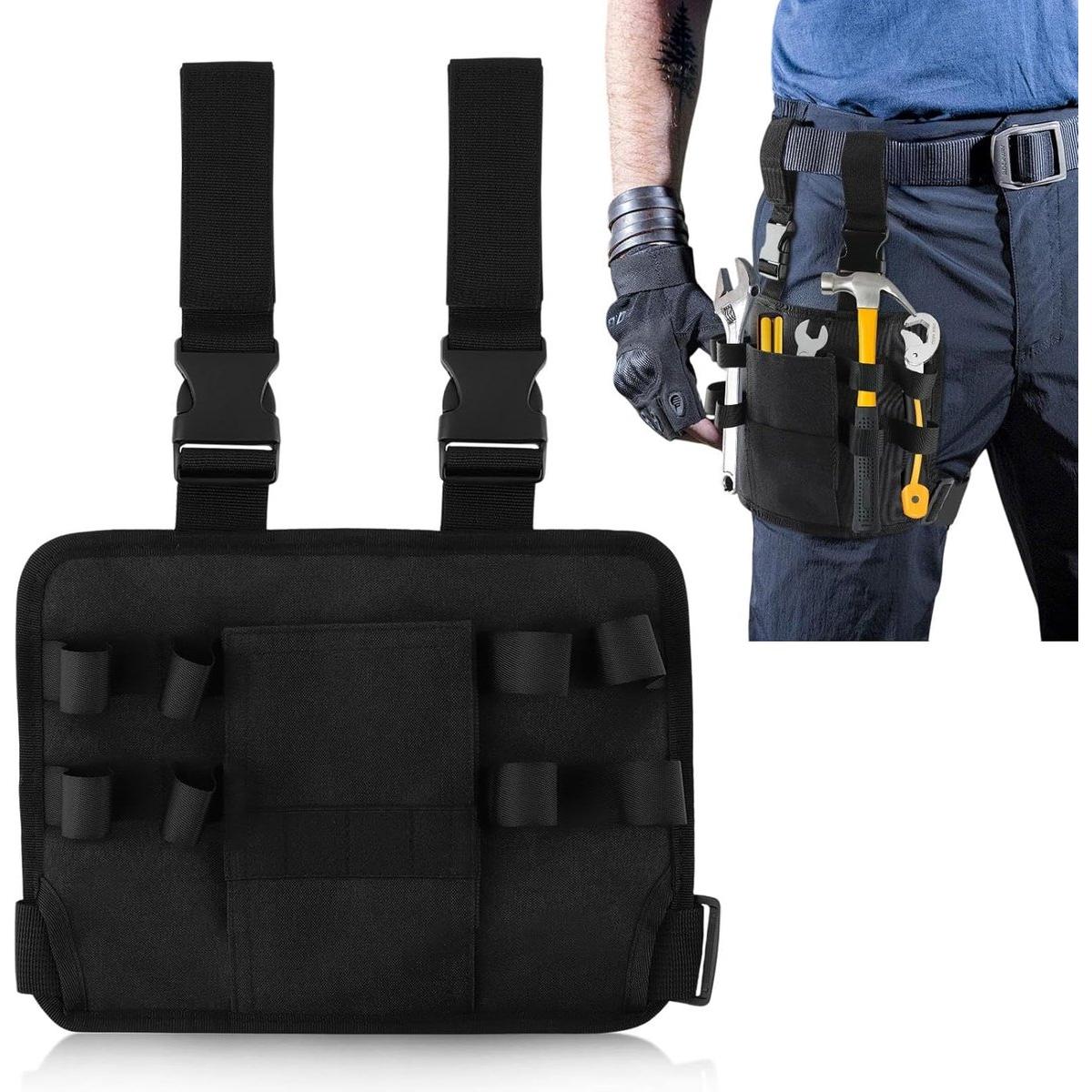 Bolsa de herramientas - Cinturón de herramientas - Cinturón de herramientas - Bolsa de herramientas de cintura - Ajustable - Gran capacidad - Duradero - Para electricistas, carpinteros y paisajistas - Para bricolaje y construcción - Negro