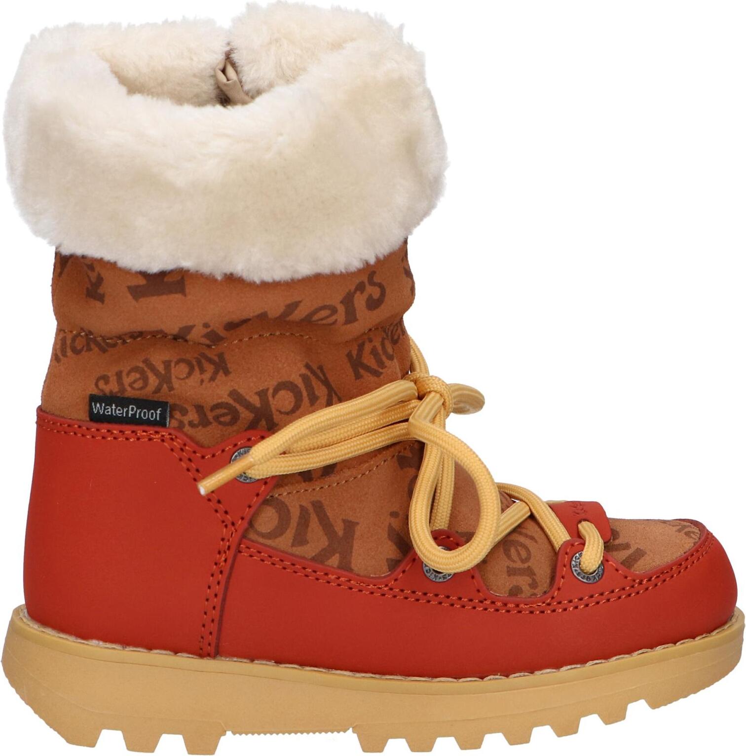 Kickers girl's boots 911531 -30 kickneosnow kid 114 camel imprime