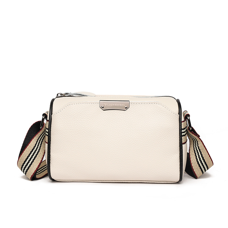 Bolso bandolera de piel auténtica para mujer, bolso de hombro clásico, bolso tote moderno y elegante, correa de hombro ancha