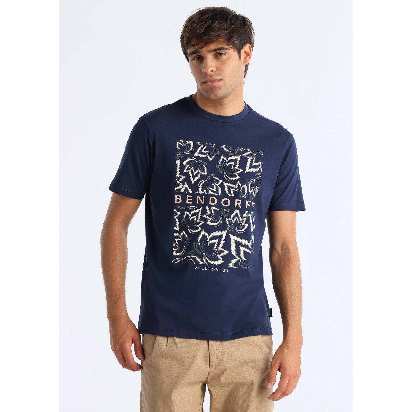 Camiseta manga corta con grafica de hojas