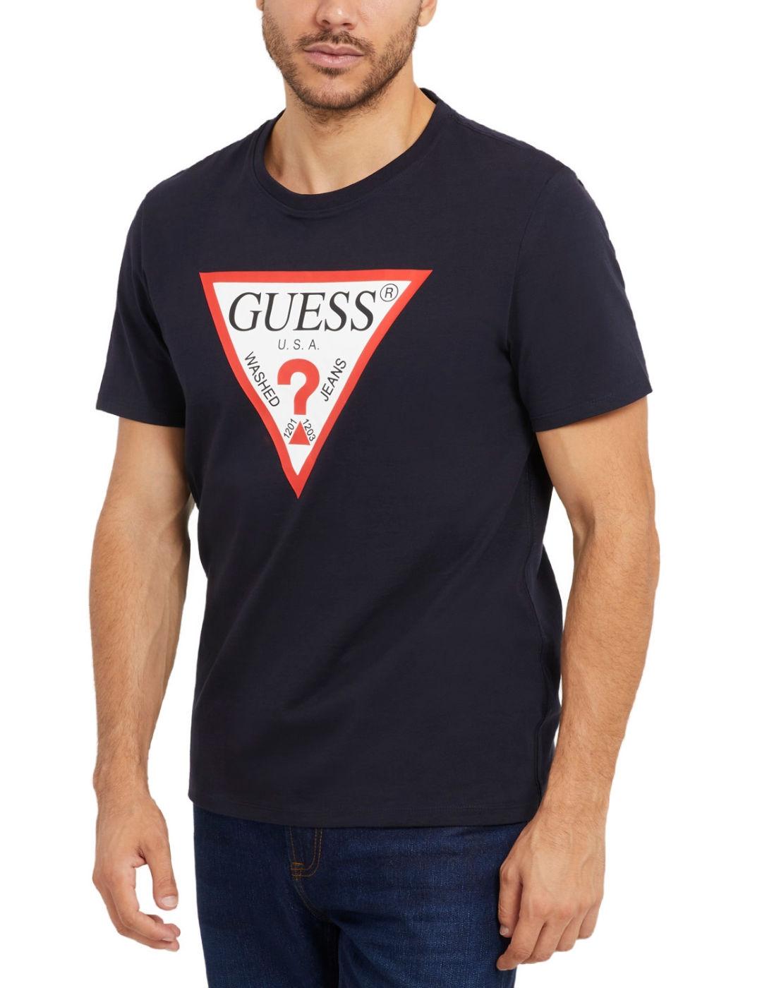 Camiseta Guess Original Logo marino de hombre-Nj
