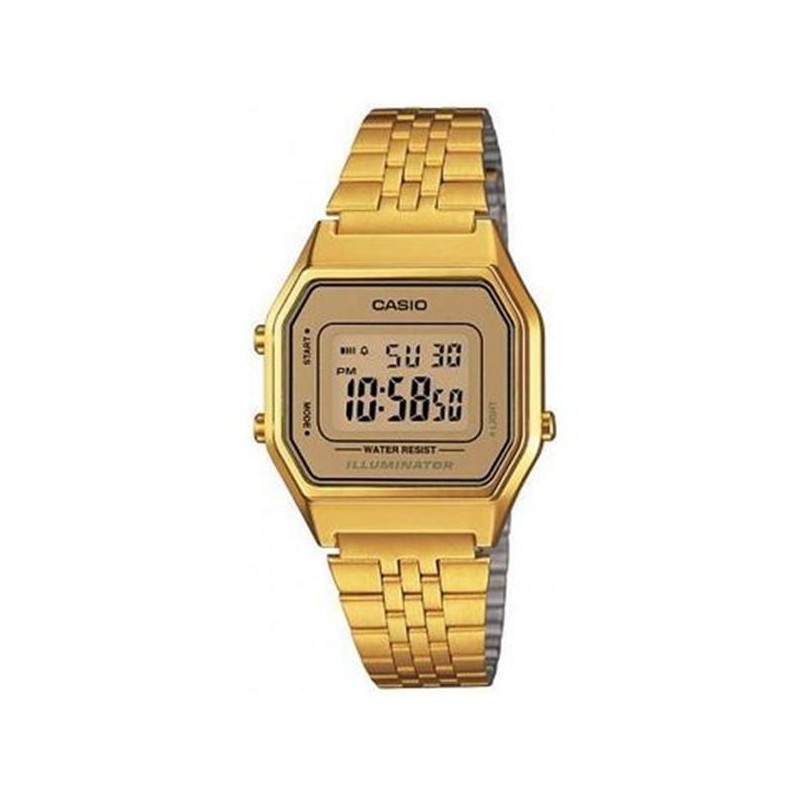 Reloj casio digita señora LA680WEGA-9ER caja y correa de acedro dorada esfera dorada vintage LA680WEGA-9ER