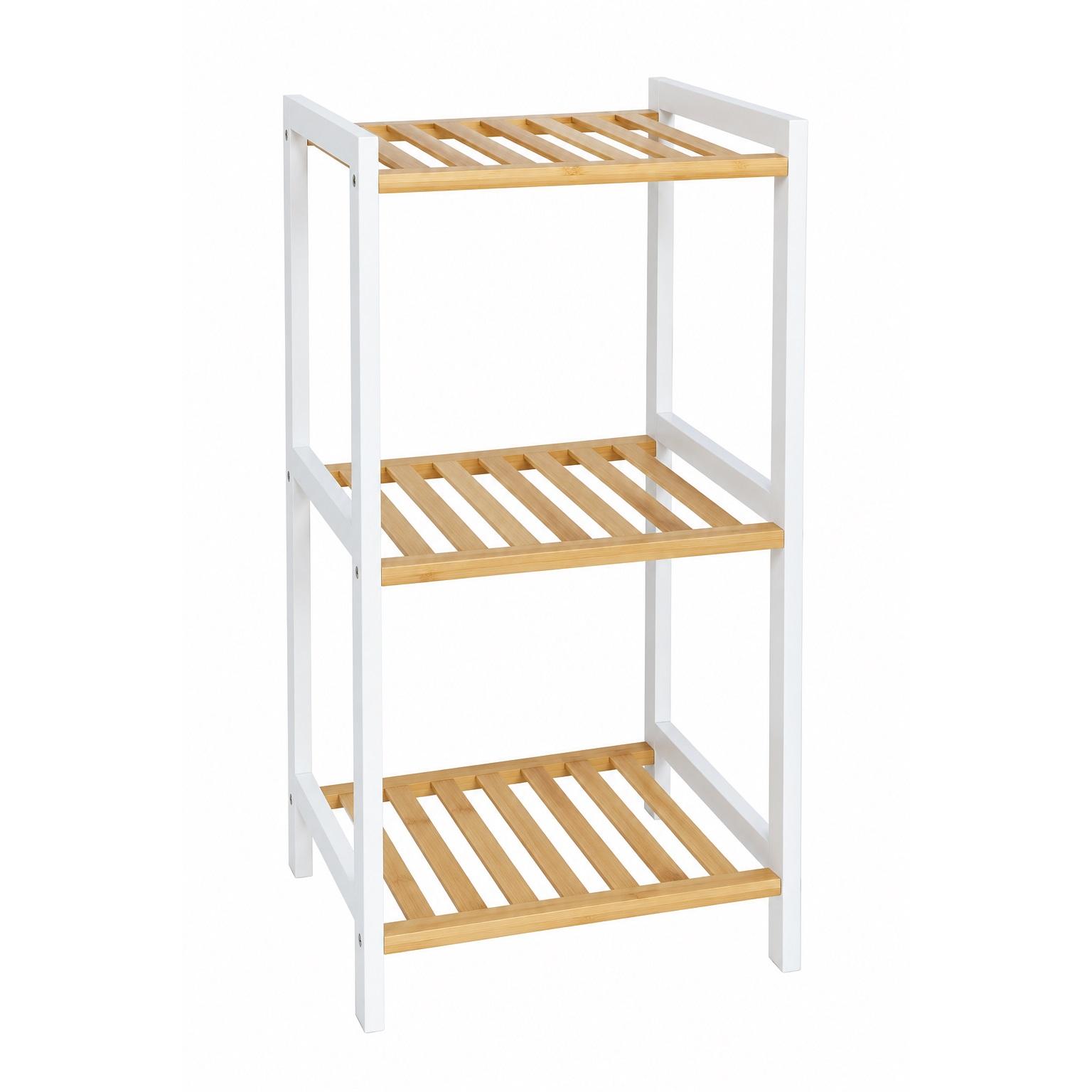 Estantería NORDIK de Bambú Blanca y Natural 3 Niveles 35x30x70 cm